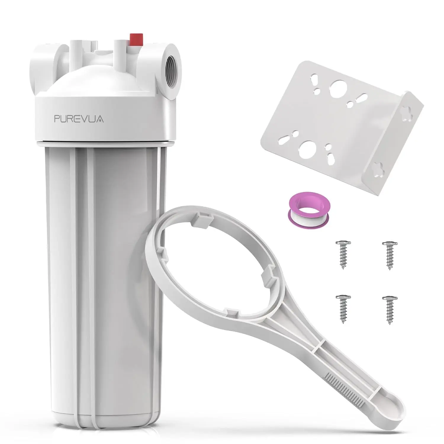 PFW10 Whole House Water Filter Housing, Fits 10” x 2.5” Big Filters, Inline Pre-Filtration System for RV, Home Well and City Water Sediment etc with 3/4" NPT Port, Pressure Relief Valve