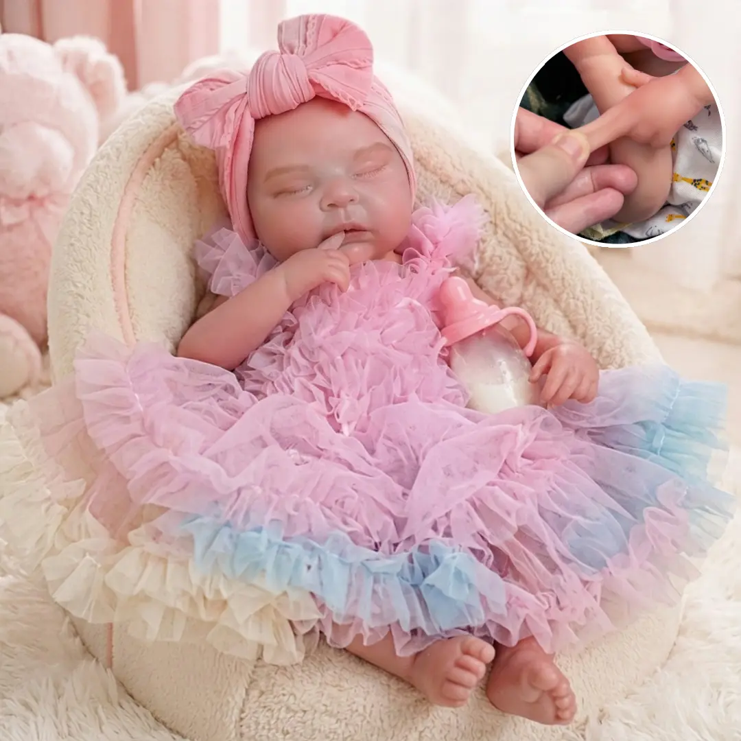 Otarddolls 18-in Realistic Reborn Baby Doll - Solid Silicone Girl Doll Peaches, Hand-Painted Skin, Flexible Soft & Stretchable Water-Safe DIY Toy, Ideal Birthday Gift for Children & Specialty DIY Supplies Enthusiasts