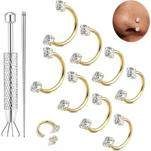 8Pcs Surgical Steel Horseshoe Nose Ring 7/8/10/12mm Septum Piercing Jewellery Gold/Silver/Black Septum Ring Cartilage Helix Tragus Earring Lip Daith Ear Piercing Jewellery 16G/18G/20G