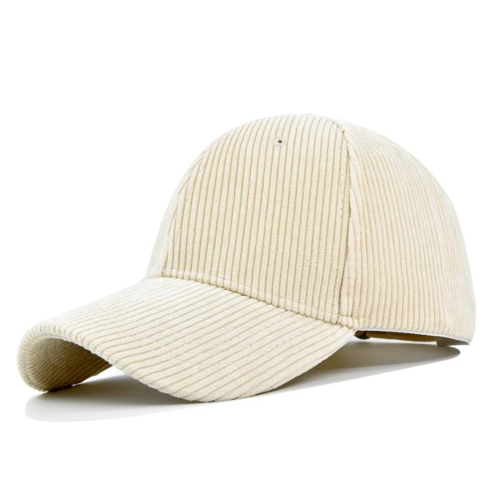 Solid color corduroy ins baseball cap Korean version versatile face enhancing small curved eave street duckbill cap