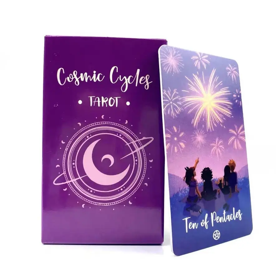 Cosmic Cycle Oracle Card Deck, 78 Tarot Cards for Beginners, Includes 16 Inspirational Figures, Perfect for Inspiration
