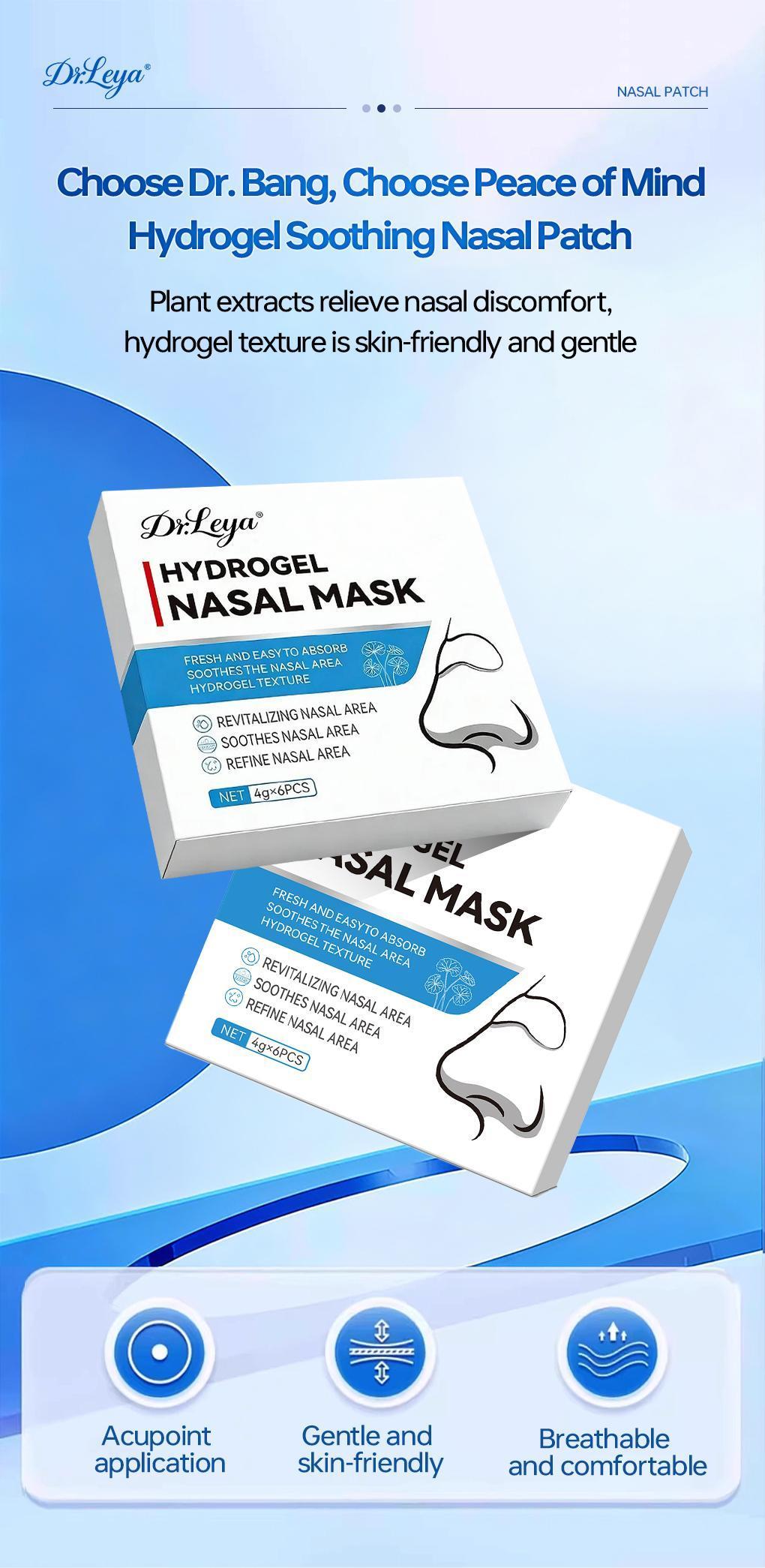 Nose strips, 6-pack. Ideal for sleep, exercise, and covering mouth and nose. Features long-lasting adhesive for yoga, fitness, and comfortable skincare. Suitable for outdoor activities.