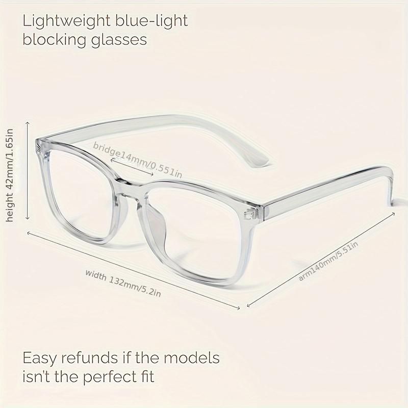 2 Pairs of Unisex Square Light Blue Computer Glasses - Anti-Blue Light Advanced 99% Shading Glasses, And Anti- Retro Style lady baggy cardigan perfect holiday party favor thick plush green candlestick easy cut wooden peanut  chain jacquard design Free Sta