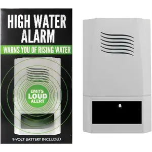 Operated High Water  - 100dB Water Leak Detector with 6-Foot Sensor Extension & 9V  Included - Ideal for Sump Pumps, Water Heaters, and Laundry Rooms