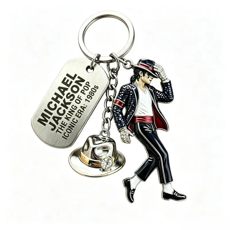 Michael Jackson Keychain 2026, Classic Dance King Pendant, Fashion Singer Key Ring, Unisex Creative Gift, Stylish Accessory