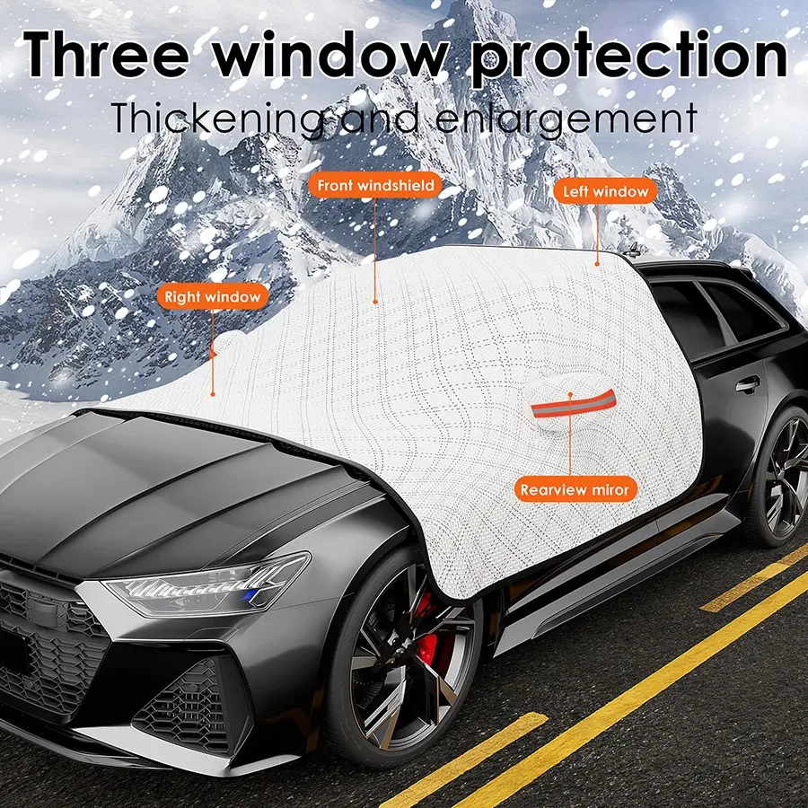 Car Windshield Snow Cover Protection, UV & Frost Wiper & Mirror Protector, Windproof Sunshade Cover for Cars, Compact Suv Sunshade Cover, Front Windshield Sunshade