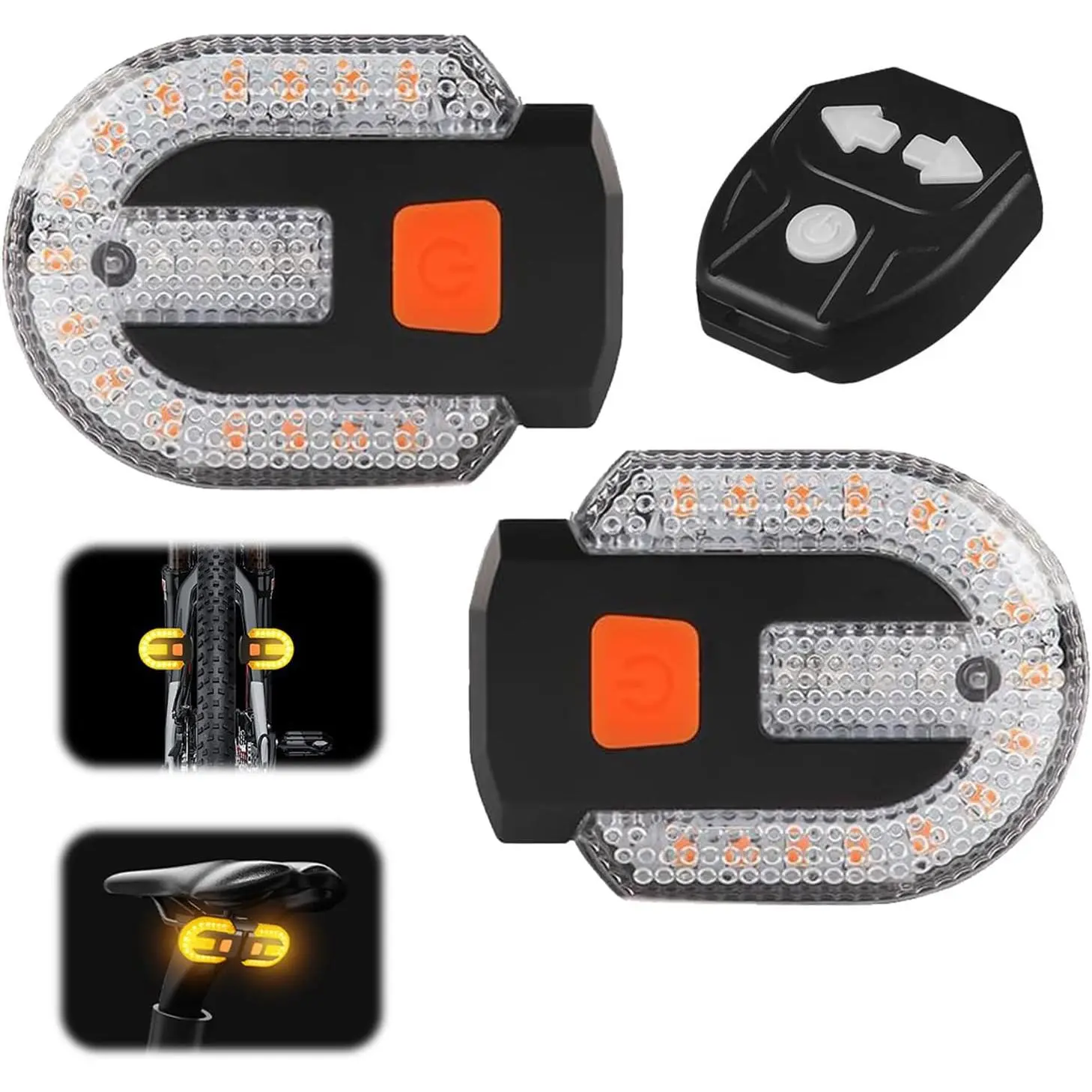 Rechargeable  Tail Light with Turn Signals, USB ,Remote Control 5 Lighting Mos,Split  Turn Signals,   Rear Light for Night Riding, Mountain Cycling and Road Safety