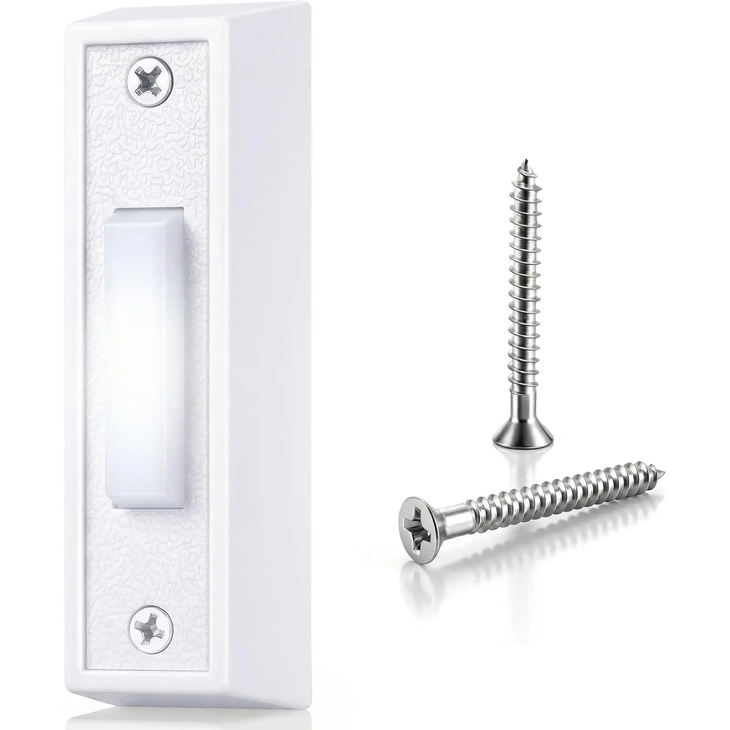 Lighted Doorbell Button Wall Mounted Doorbell Switch with LED Light Wired Door Bell Push Buttons for Garage (White Light)