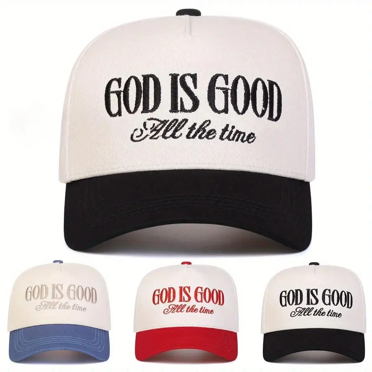 Unisex GOD IS GOOD Letter Embroidered Patchwork Baseball Cap | Adjustable Outdoor Sunscreen Hat, Casual Leisure Cap for Spring Autumn Travel Beach Vacation