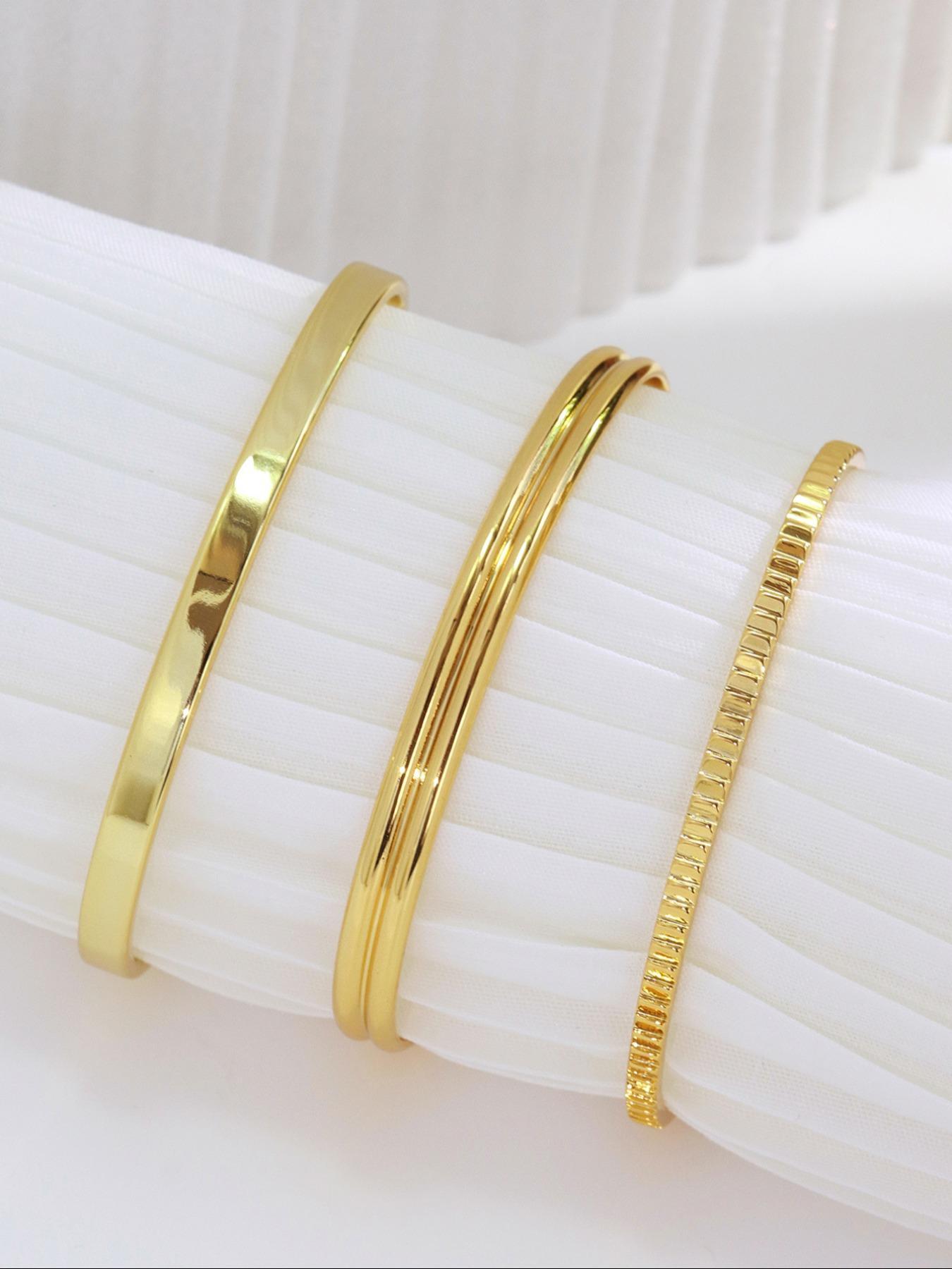 Women's Minimalist Temperament Plain Color Cuff Bangle Bracelet, Trendy All-match & Exquisite Jewelry for Birthday Gift