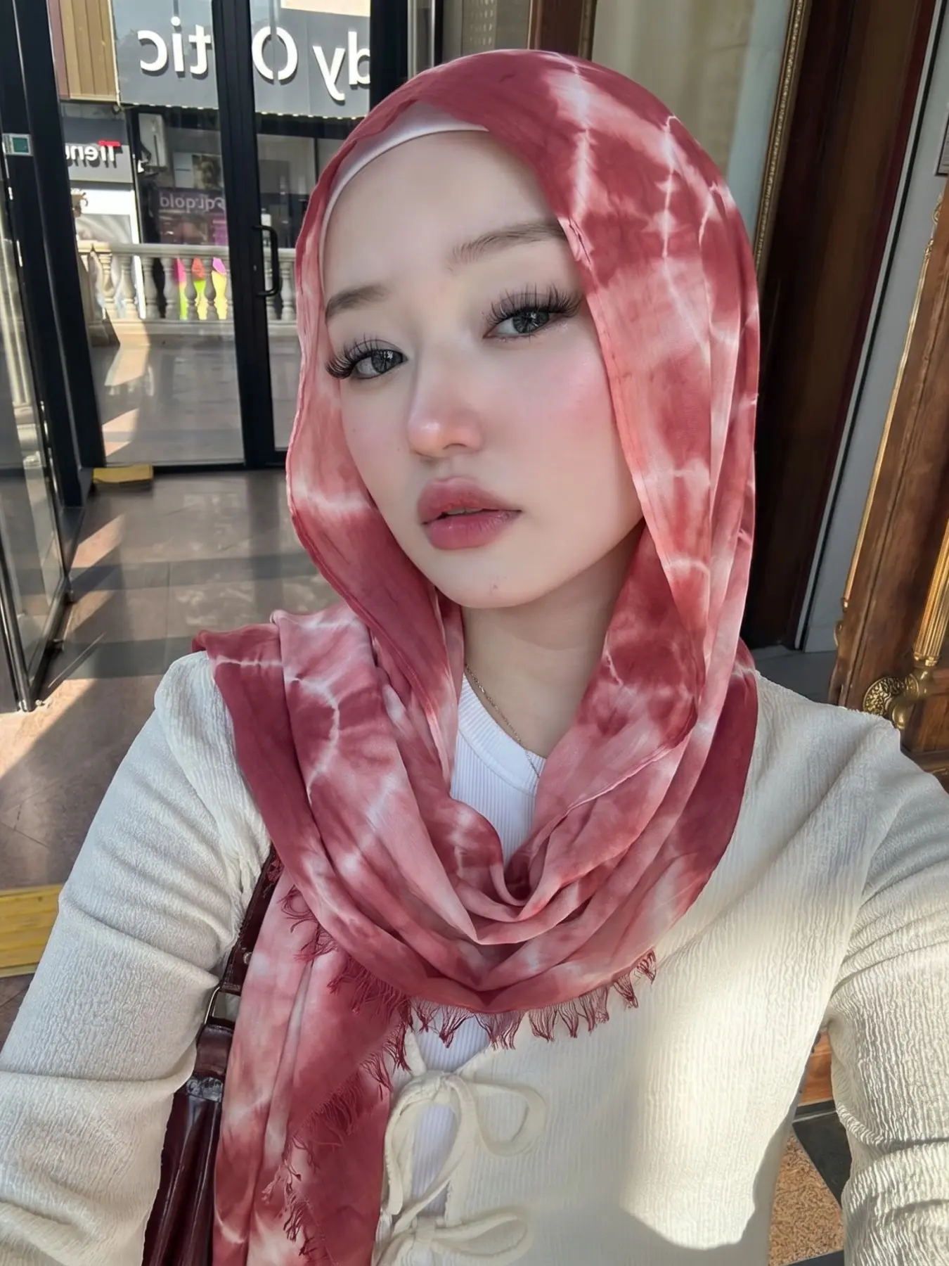 1pc Ink Rose Retro Tie Dye Blanket Scarf, Romantic Warm Modest Aesthetic Cover Up for Women, Abaya Accessory For Muslim, Stylish Wrap for Cozy Looks