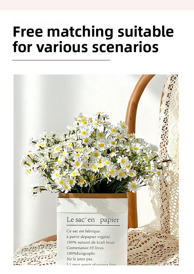 Chamomile artificial flower bouquet, small daisy fake flowers, living room decoration, table flower arrangement, decorative bouquet, photography prop
