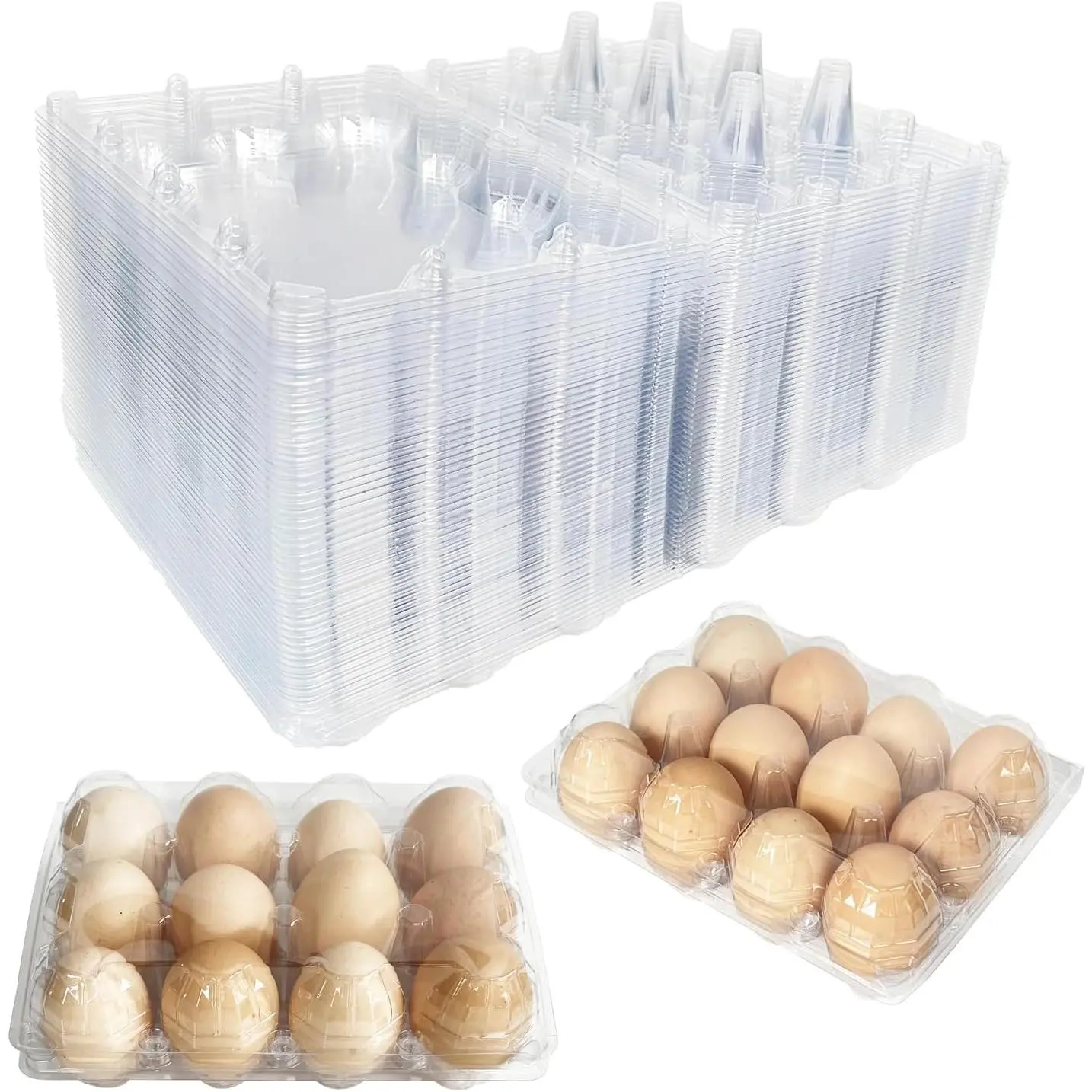 50-Pack of 12-Count Plastic Egg Cartons – Bulk Clear Reusable Egg Containers Holds Chicken Eggs |   Egg Cartons Cheap Bulk, Eggs 12 Count,Suitable for farms, markets and families.