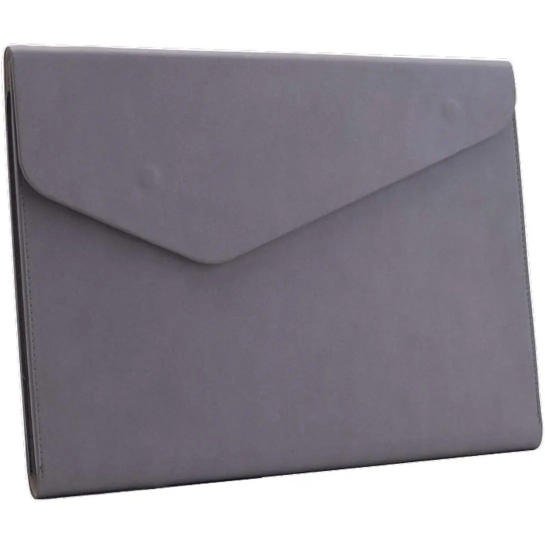 PU Leather A4 File Folder Document Holder  Portfolio Envelope Folder Case with Invisible  Closure Gray