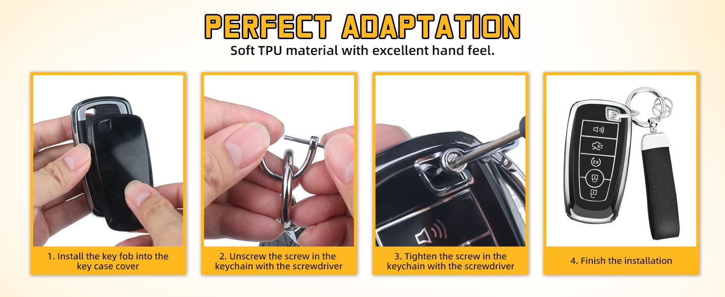 Key Fob Cover for Ford Explorer Maverick Mustang Fusion Escape Edge F150 F250 F350, Premium TPU Key Fob Protector with Leather Keychain & Screwdriver, Slim Fit 5-Button Remote Case, Blue