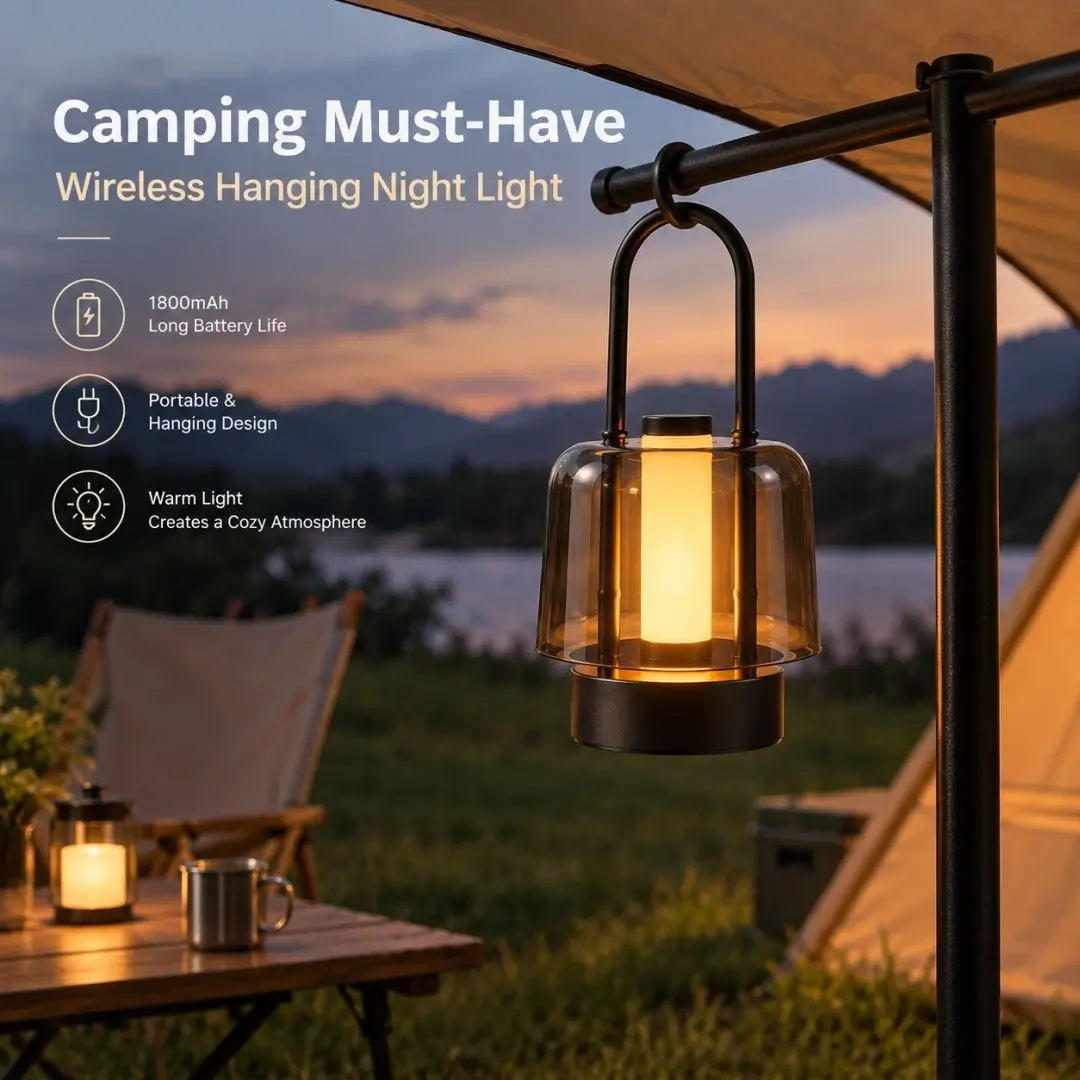 Bedroom Bedside Lamp with USB Port, Small LED Three-Tone Light, Portable Camping Atmosphere Lamp, Three Color Temperatures, Decorative Lamps