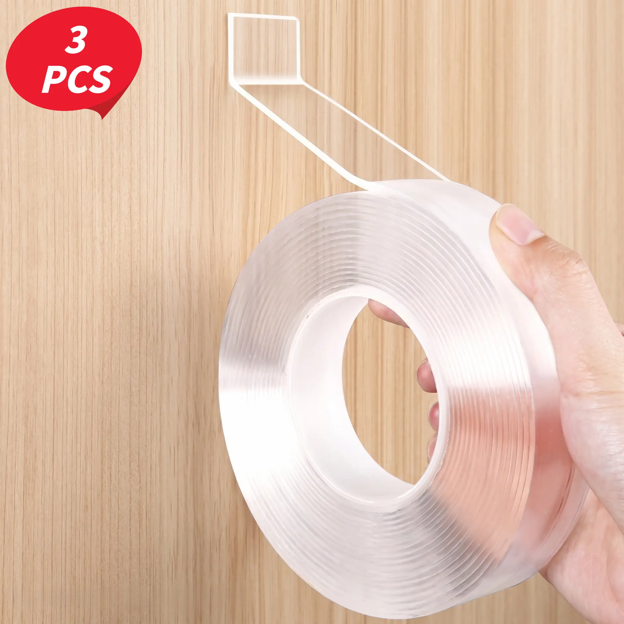 3 PCS Upgraded Nano Gel Tape, 30mm Wide x 3m Long, 2mm Thick Clear, Strong Adhesive & Easy to Remove-YY1