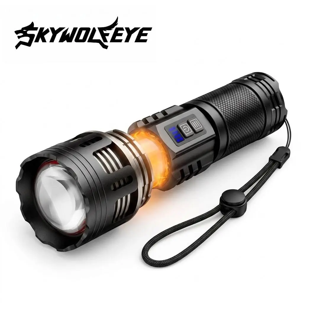 SKYWOLFE L777 Rechargeable LED Multitool Flashlight, High Lumen Tactical Flashlight Dual Flashlight, 30W Super Bright 3000mAh Power Bank Digital Display, for Camping Essentials Outdoor Survival Tool and Car Emergency