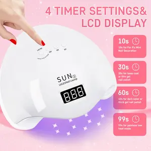 Sun5 48w UV LED Nail Lamp, Fast Dry Gel Polish Curing Light, 24 Dual Leds, LCD Display, Auto Sensor, 4 Timer Settings, Home Salon Tool