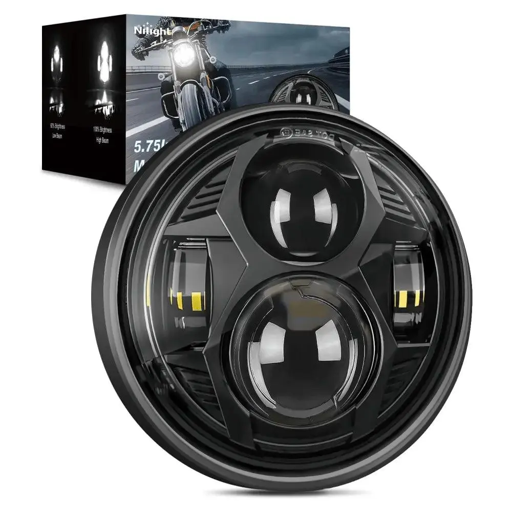 Nilight Motorcycle 5.75Inch Black LED Headlights