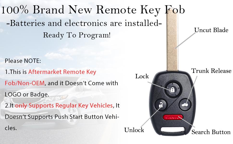Key Fob Remote Replacement Fits for Honda Pilot 2009 2010 2011 2012 2013 2014 2015 / Accord (Sedan Only) 2008-2012 KR55WK49308 Keyless Entry Remote Control 35118-TA0-A00