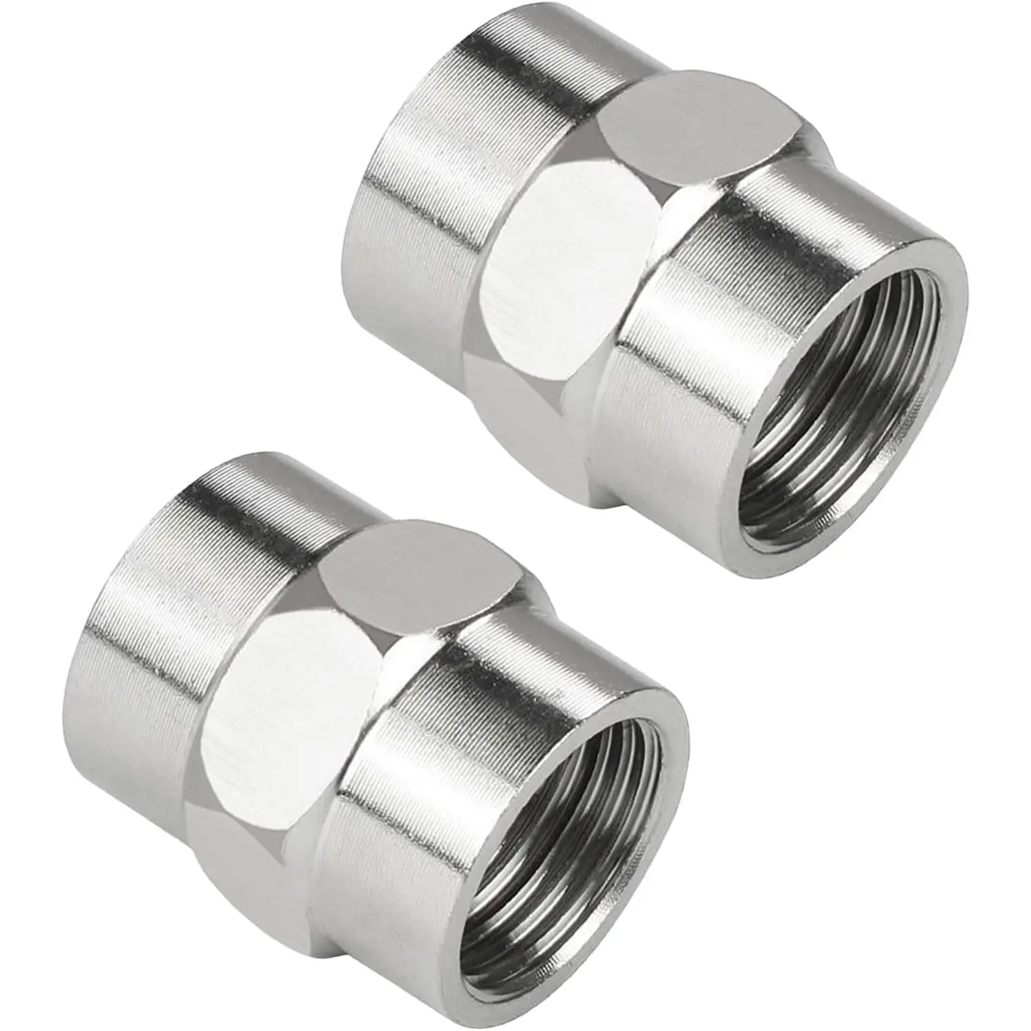 2 Pack Shower Pipe Coupler 1/2" NPT to 1/2" NPT Female Hex Nipple Pipe Fitting for Air Hose, Garden Hose, Shower Hose