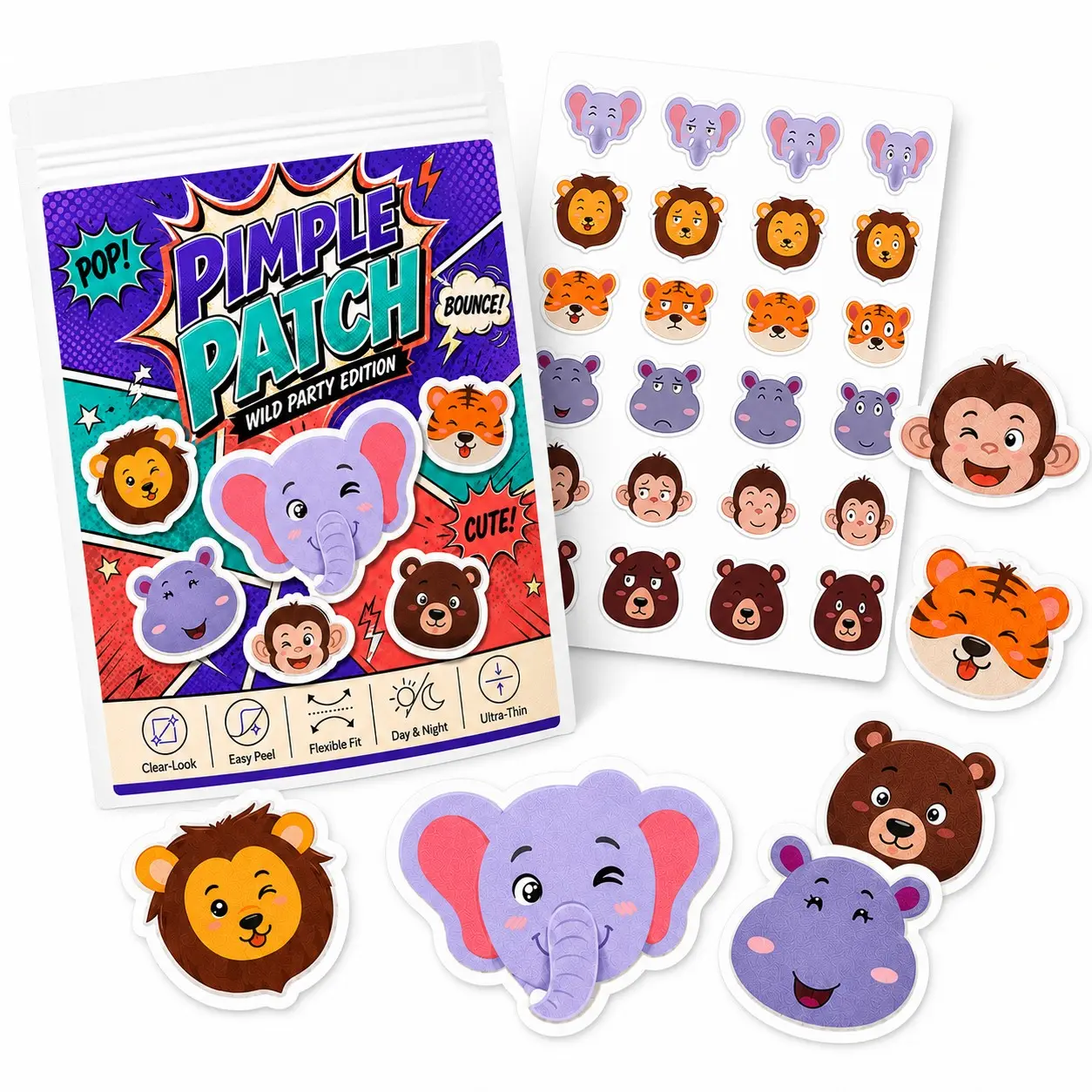 120pcs Pimple Cover Patches, Clear-Look Hydrocolloid Beauty Patches, Day and Night Use, Easy Peel Spot Cover, Skin Care Solution