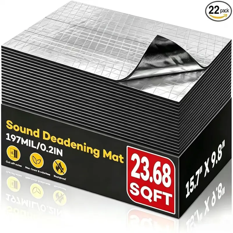 22pcs 197Mil Soundproof Insulation Panels for Cars Moisture-Proof Noise Reduction Pads for Engine Hood And Interior Use