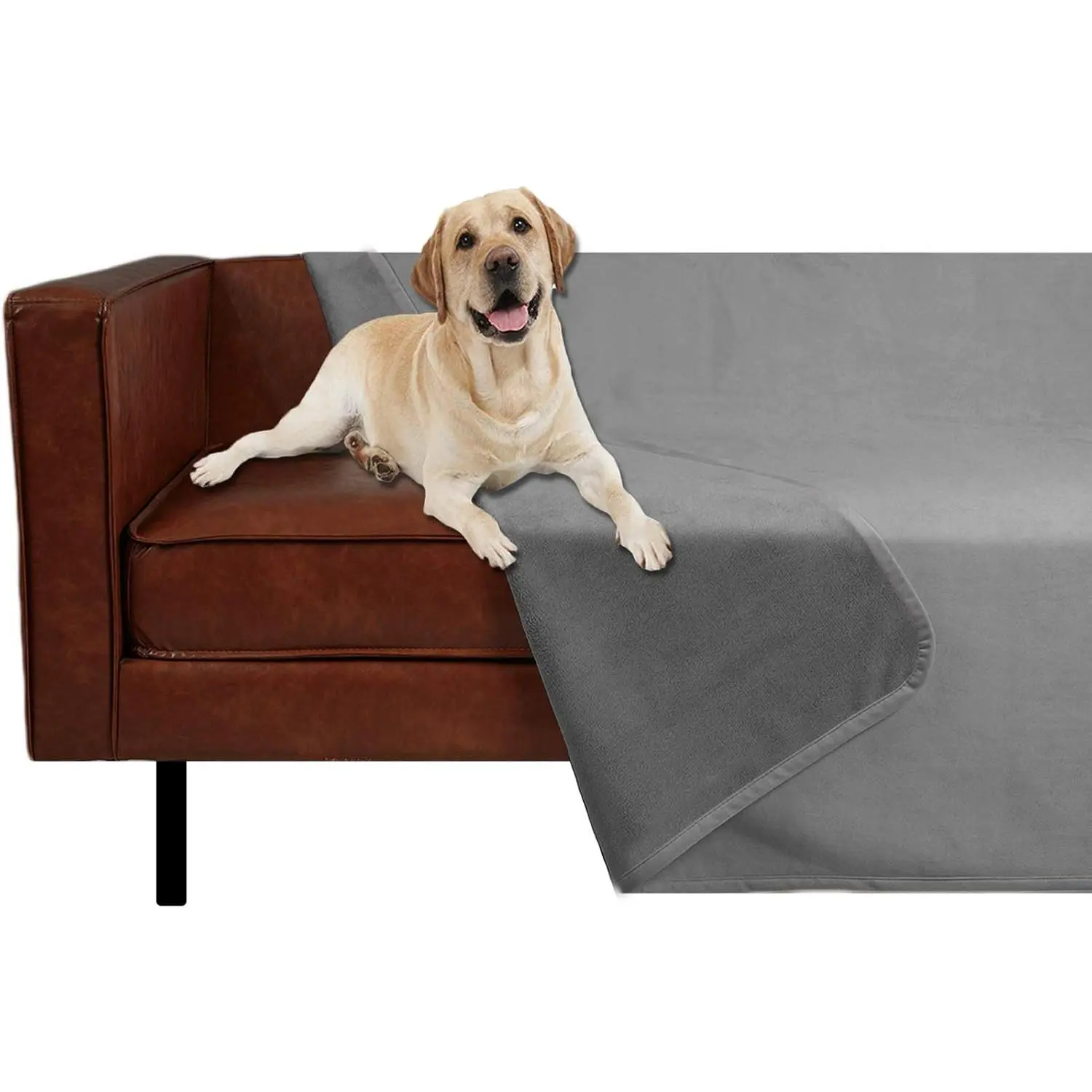 Pet Bed Blanket Reversible 100% Waterproof Velvet Super Soft for Sofa and Bed (40x60 Inches, Light Grey+Grey)