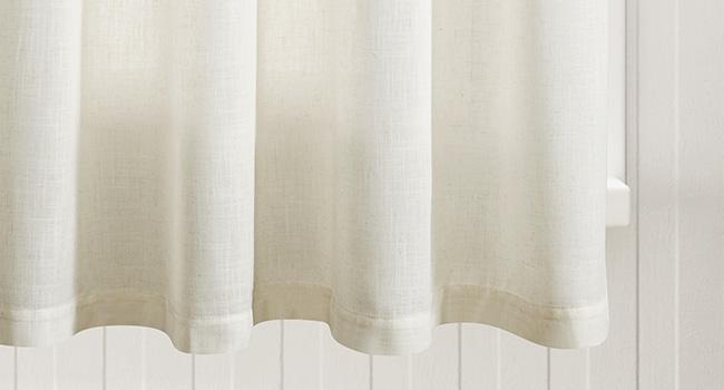 Linen Cafe Curtains 30 Inch Length Light Filtering Semi Sheer Mini Curtains for Small Window Basement Bathroom Natural Back Tab Rod Pocket Pleated Short Sheer Kitchen Curtain 30x30 Cream
