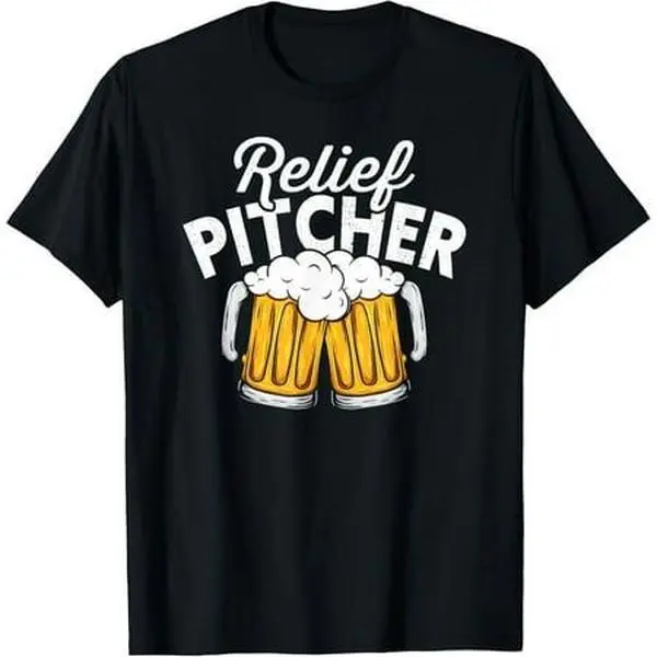 Relief Pitcher - Baseball and Beer T-Shirt Humorous gift T-shirt, graphic T-shirt Menswear Top