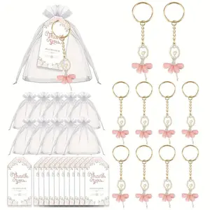 Ballet Dancer Keychain Gift Set, 10 Keychains with Clear Bags and Paper Tags, Perfect for Weddings, Birthdays, Holidays