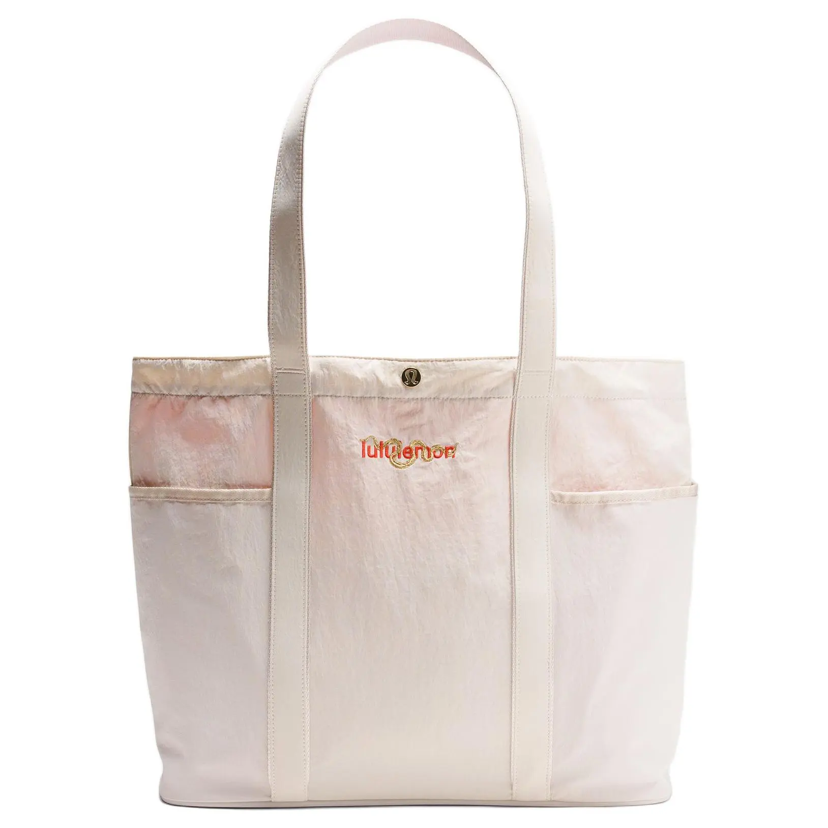 Lululemon Daily 20L Snake Year Limited Edition Tote Bag for Men and Women, Multi-Pocket Snap-Closure Style in Light Ivory