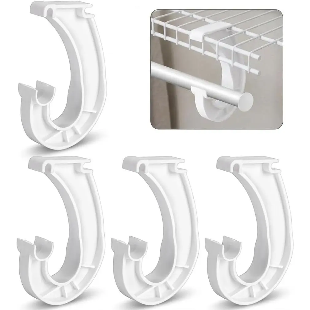 4 Pack Closet Rod Support, J Shaped Bracket for Closet Shelves | Creates Extra  Space, Uses Existing Shelf Area, Helps Separate Clothes, No Screw Setup, Wardrobe/Laundry/Utility Use