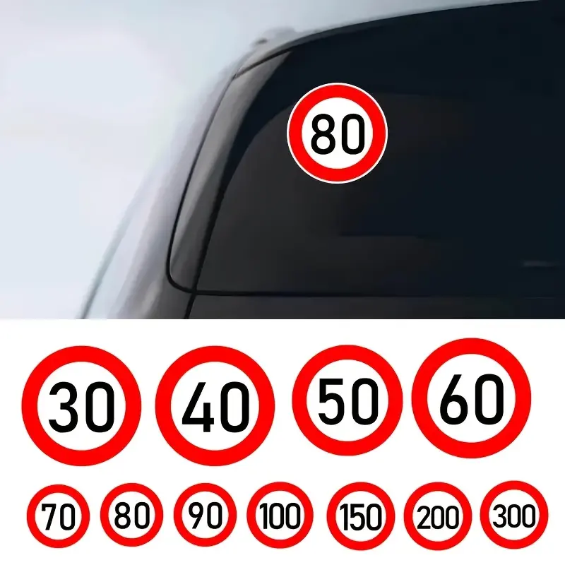 1PC Eye-Catching Trendy Speed Limit Sign Logo Decor Sticker For Car Components, Backpacks, Daily Items Universal Car Sticker Speed Limit Sign Themed Decor Fill With Car Enthusiast's Eye-Catching Trendy Vibe Enhance Eye-Catching Trendy Style Recognition