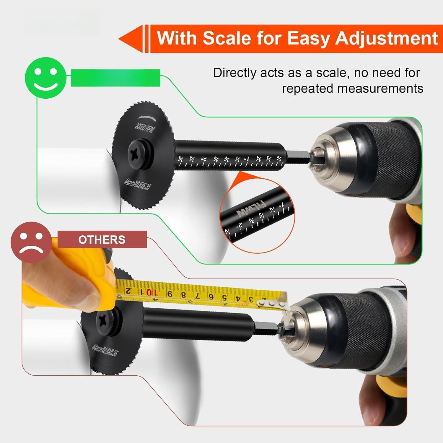 Inside Pipe ,6 pcs    with 3 Inch Scale 1/4" Hex Shank,  Tool Set for PVC, Plastic, Board, Copper,