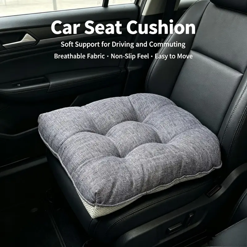 Cotton Linen Soft Comfort Dining Chair Cushion 18"x17"x3.5" Tufted Chair Pads with Ties Non-Slip Seat Cushions for Indoor Dining Room Kitchen and Office Chairs 2PCS
