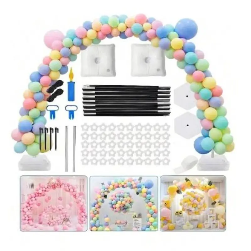 Complete Balloon Arch Stand Kit with Weighted Bases, Full Frame & All Accessories, Reusable Indoor Outdoor Party Backdrop Decor Supplies, Party Balloons Decorations, Arch for Birthday Wedding Graduation Opening & Festival Events