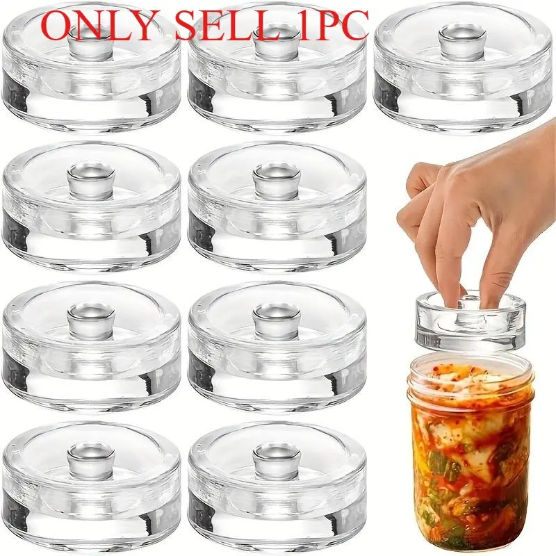 Heavy-Duty Glass Fermentation Weights, Equipped with Easy-To-Grip Handles And Large-Mouth Mason Jar Lids, Food-Grade, Suitable for Home Kitchens