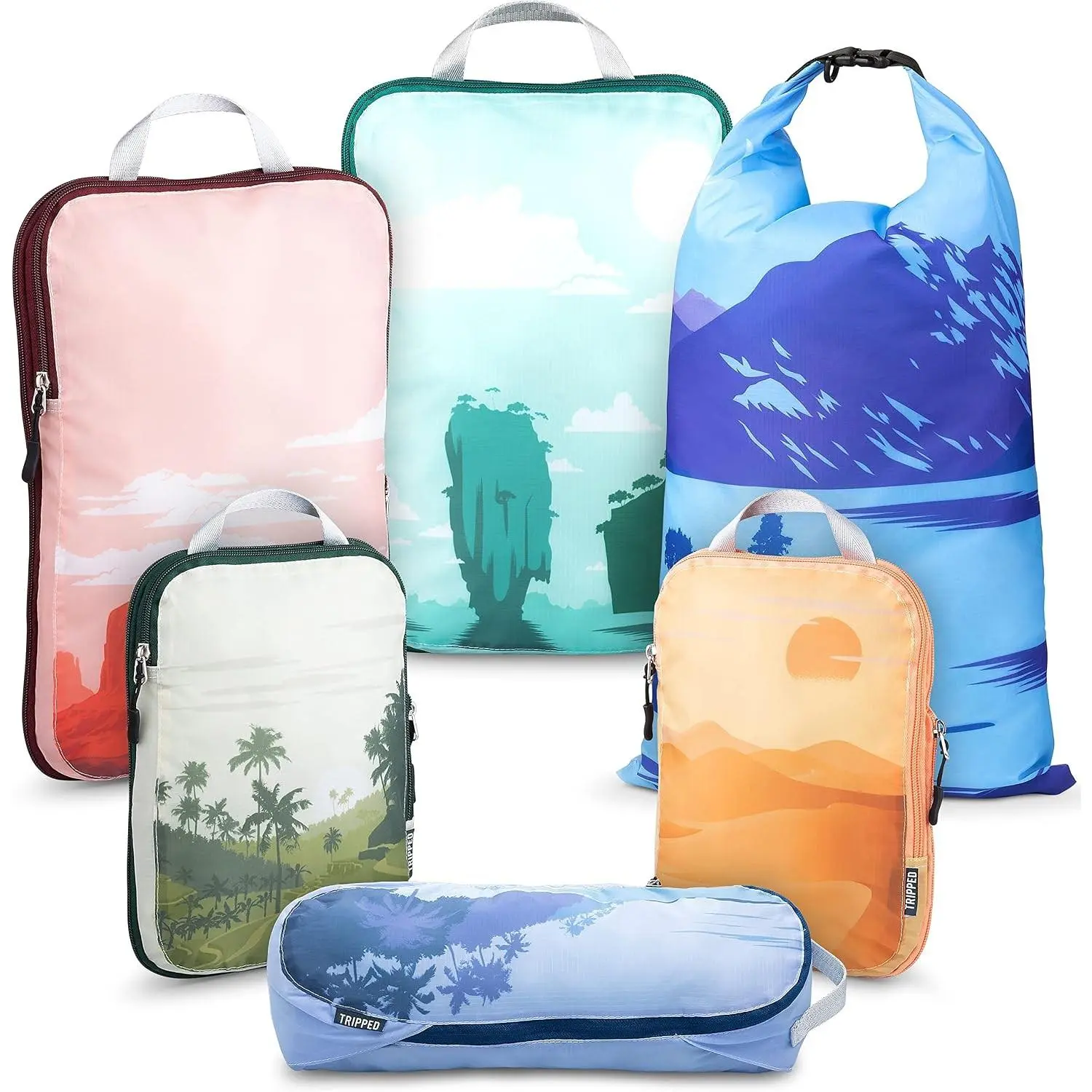 Compression Packing Cubes for Travel, 6-Piece Lightweight Packing Cubes Set for Carry-On Luggage & Backpacks