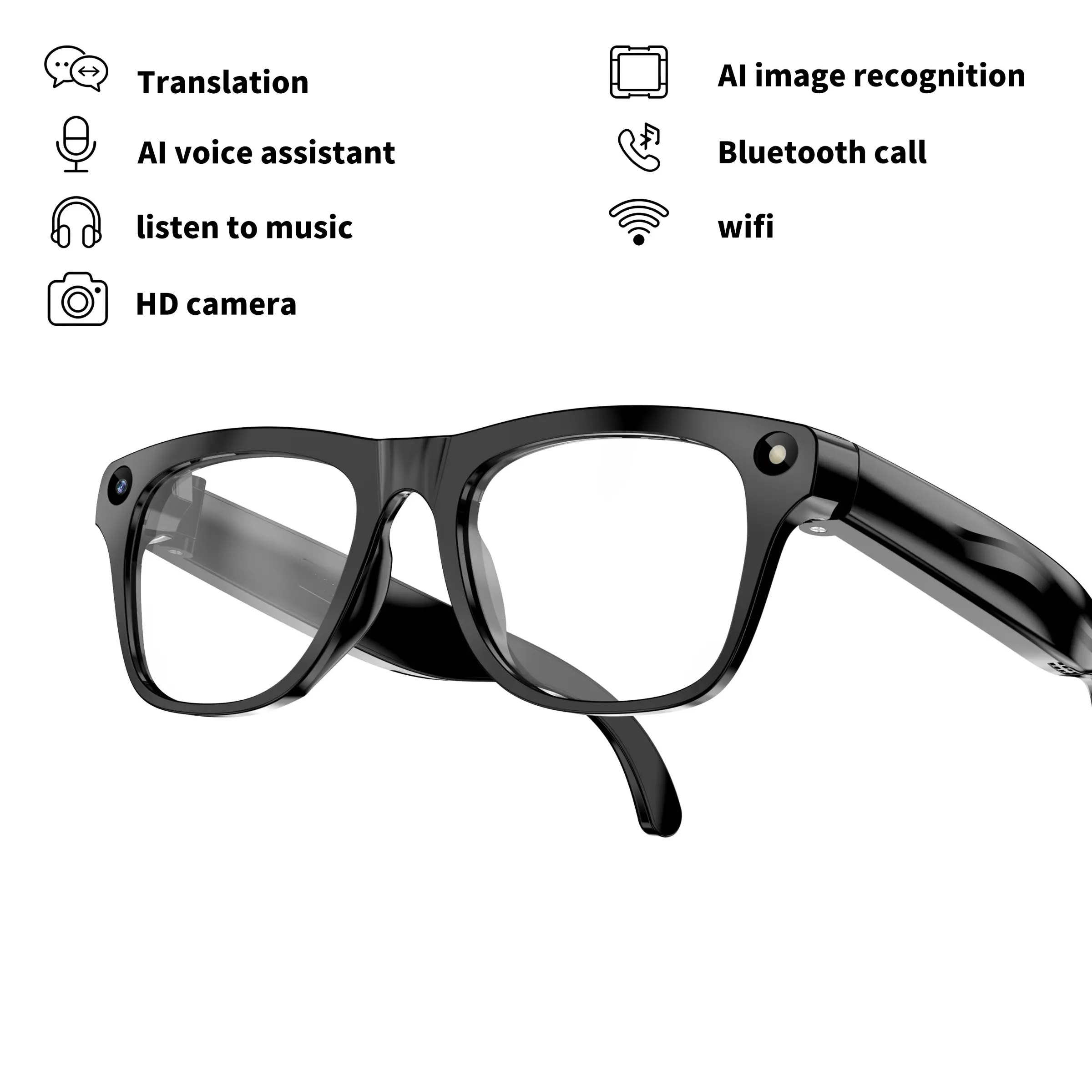 2026 Smart Ai Pov Glasses, 1080P Video Recording, 8mp Camera, Gpt Translation, Music Audio, Sports Travel Sunglasses, Men, 3 Removable Lenses, 290mah Battery