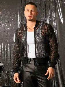 Men's Casual Lace Blouse Shirt, Unique European and American Style, Comfortable and Stylish Upper Outerwear, Perfect for Daily Wear