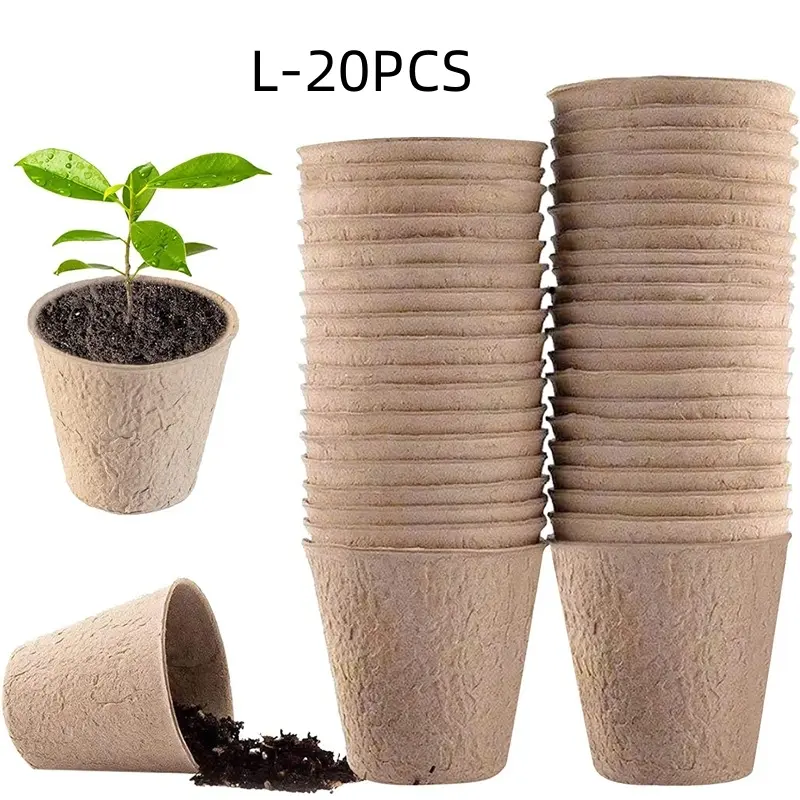 20 Pcs Biodegradable Plant Starter Pot,Pulp Peat Pot Seedlings Plant Pot Starter Nursery Pot, Horticultural Seedling Cup，Degradable Flower Pots