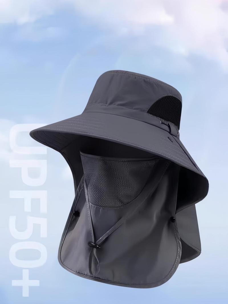 Men's Summer UV Protection Wide Brim Fishing Hat, Waterproof Bucket Hat, Outdoor Sunshade Cap for Hiking & Fishing, Breathable Quick-dry Fashionable Hat