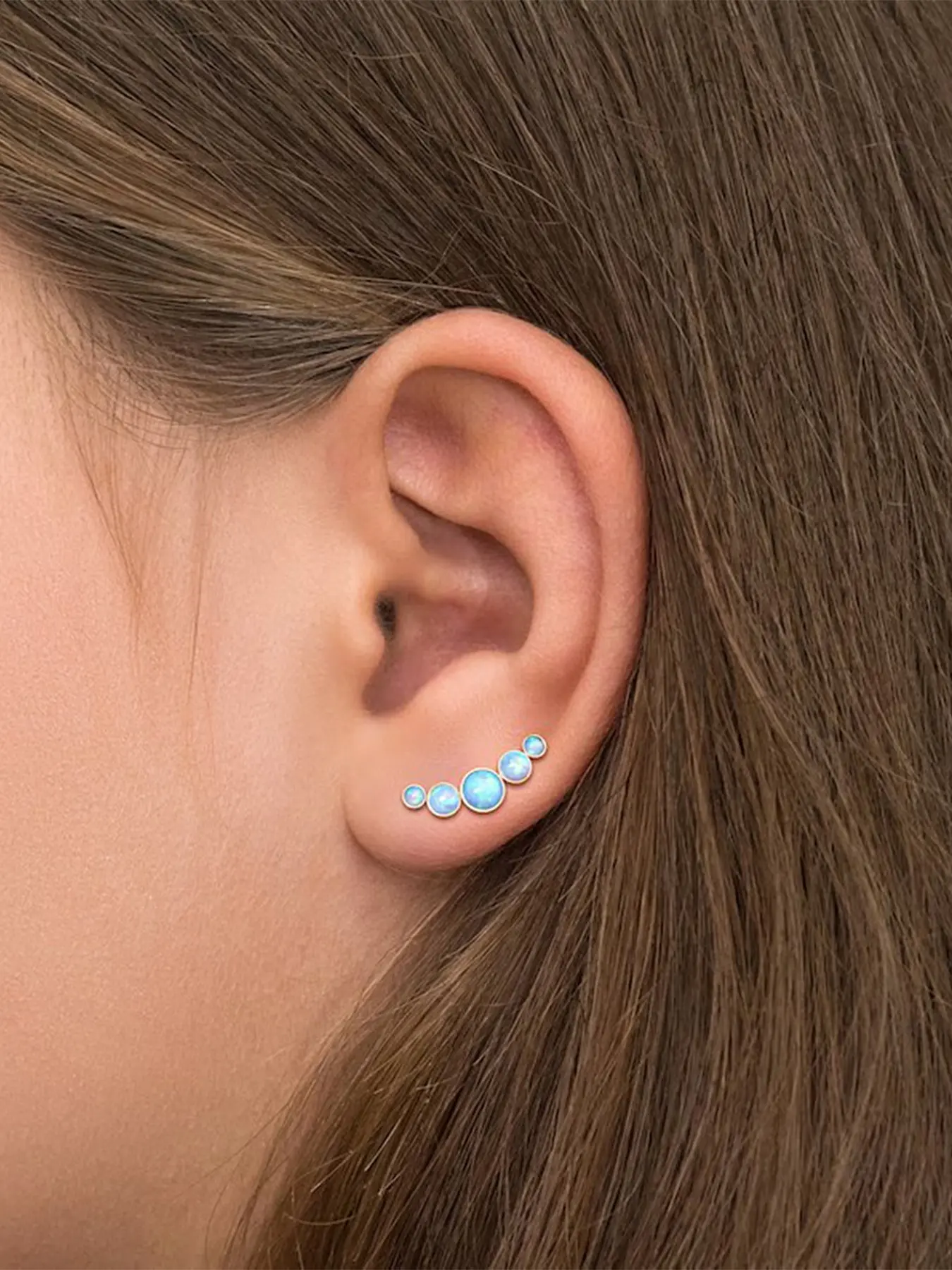 1PC 925 Sterling Silver Opal Earrings, Ear Cuffs Climber Earrings for Women Hypoallergenic, 18K Gold Plated Cartilage Studs Crawler Stud Ear Rings Dainty Trendy Jewelry Fashion Ear Ring Birthday Gift for Her