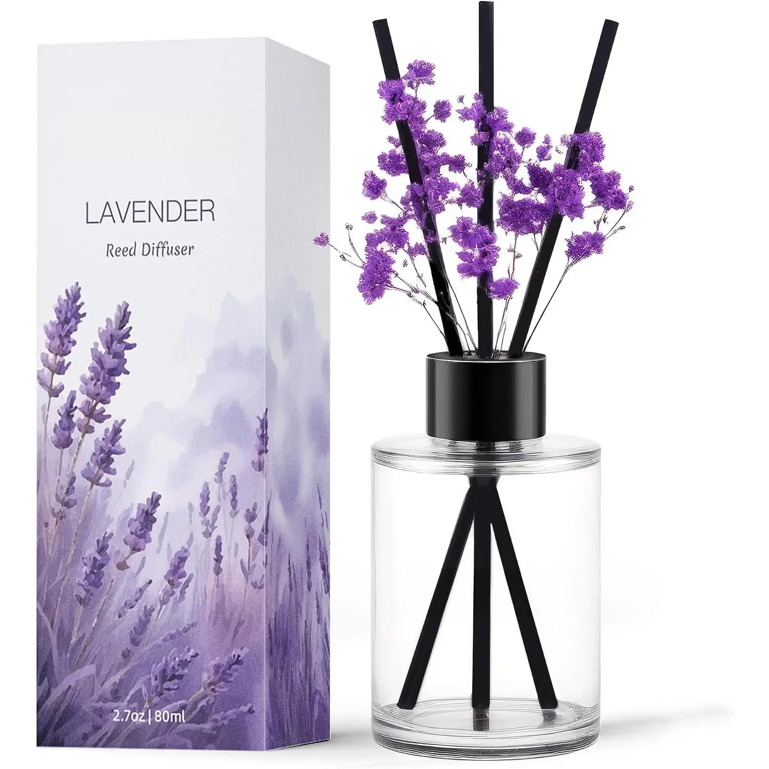 Reed Diffuser,  Lavender Reed Oil Diffusers Set for Office Decor Bedroom Living Room  for  Idea &   2.7oz(80ml)