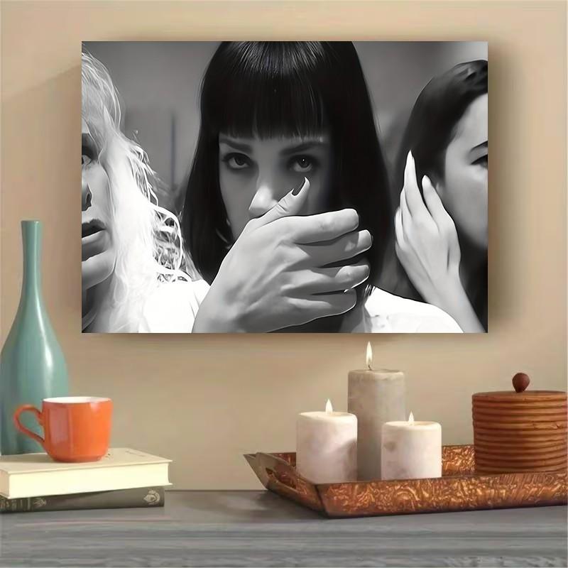 Pulp Fiction Movie Poster Canvas Art - Black and White Wall Decoration, Vintage Wall Art, Art Work For Wall Decor, Suitable for Bedroom, Living Room or Hallway, Movie Room Decoration, Bold Wall Decor, Art Canvas,home,inspo,athlete,motivation