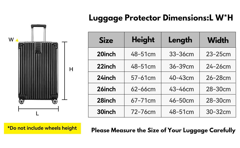 Clear PVC Suitcase Cover Protectors 20/24/26/28/30 Inch Suitcase Covers for Luggage - Waterproof Dustproof and Anti-Scratch 20-30 Inch Luggage Cover (20inch)