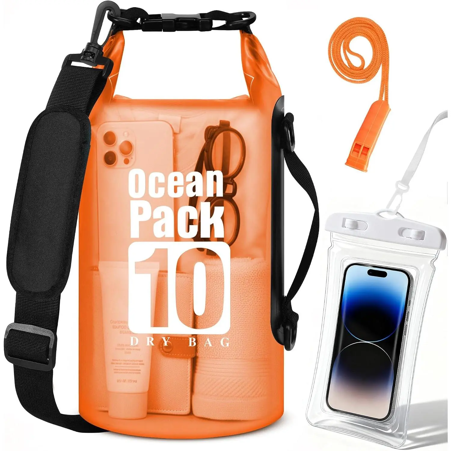 Waterproof Dry Bag Backpack for Kayaking, paddle boarding - 10L | Floating Lightweight Bag with Water Proof Phone Pouch for Kayaking, Paddle Boarding, Boating, Fishing, Swimming
