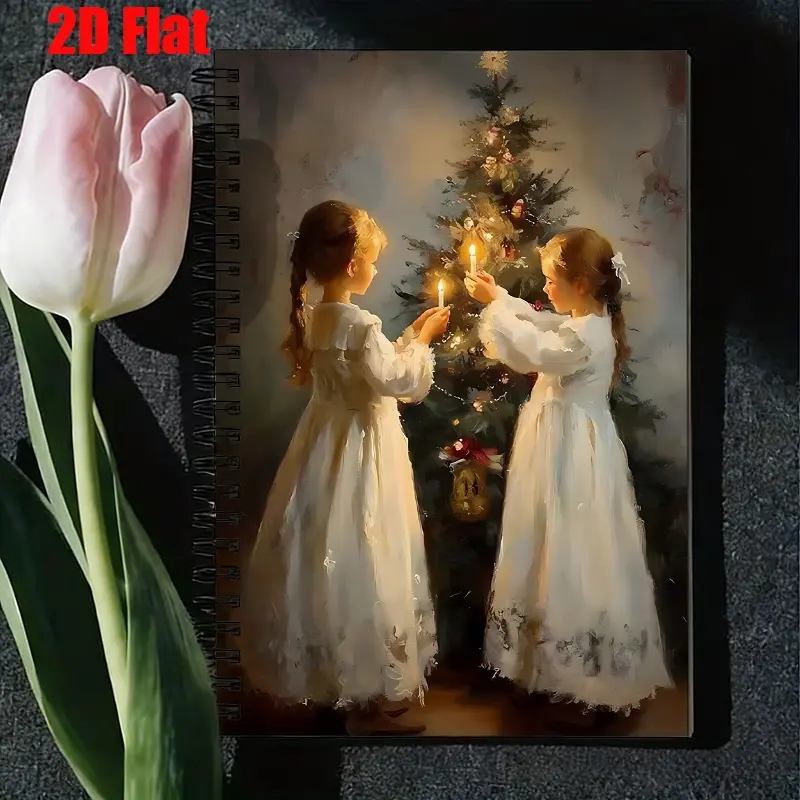 1 Christmas Tree Kids Spiral Coil Notebook, 5.7x8.26 Inch, High-Quality Lined Pages, Durable Binding, Xmas Holiday Journal, Winter Festival Memory Book, Gift for Kids Girls, Christmas Celebration Notes, Holiday Writing Notebook [2D] Flat